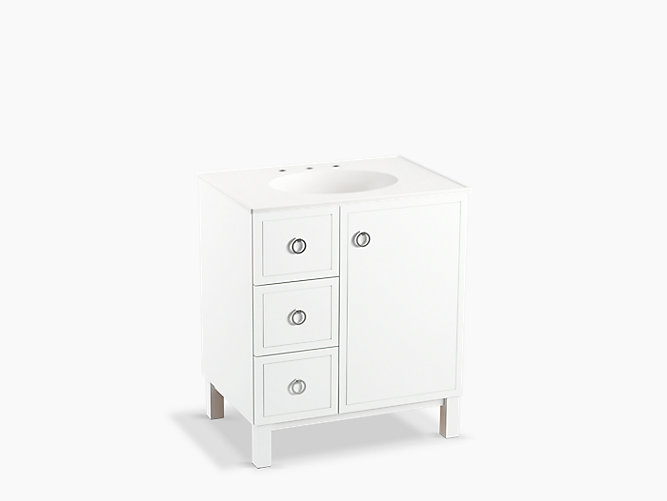 K 99504 Lgl Jacquard 30 Inch Vanity With Legs 1 Door 3 Drawers